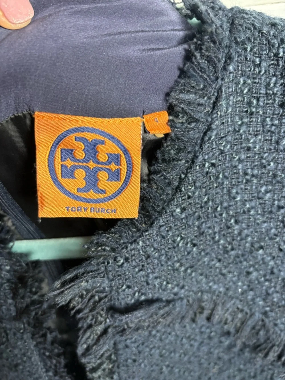 Tory Burch Navy Tweed Natalie Sheath Dress Preppy Resortwear Quiet Luxury - Picture 6 of 9